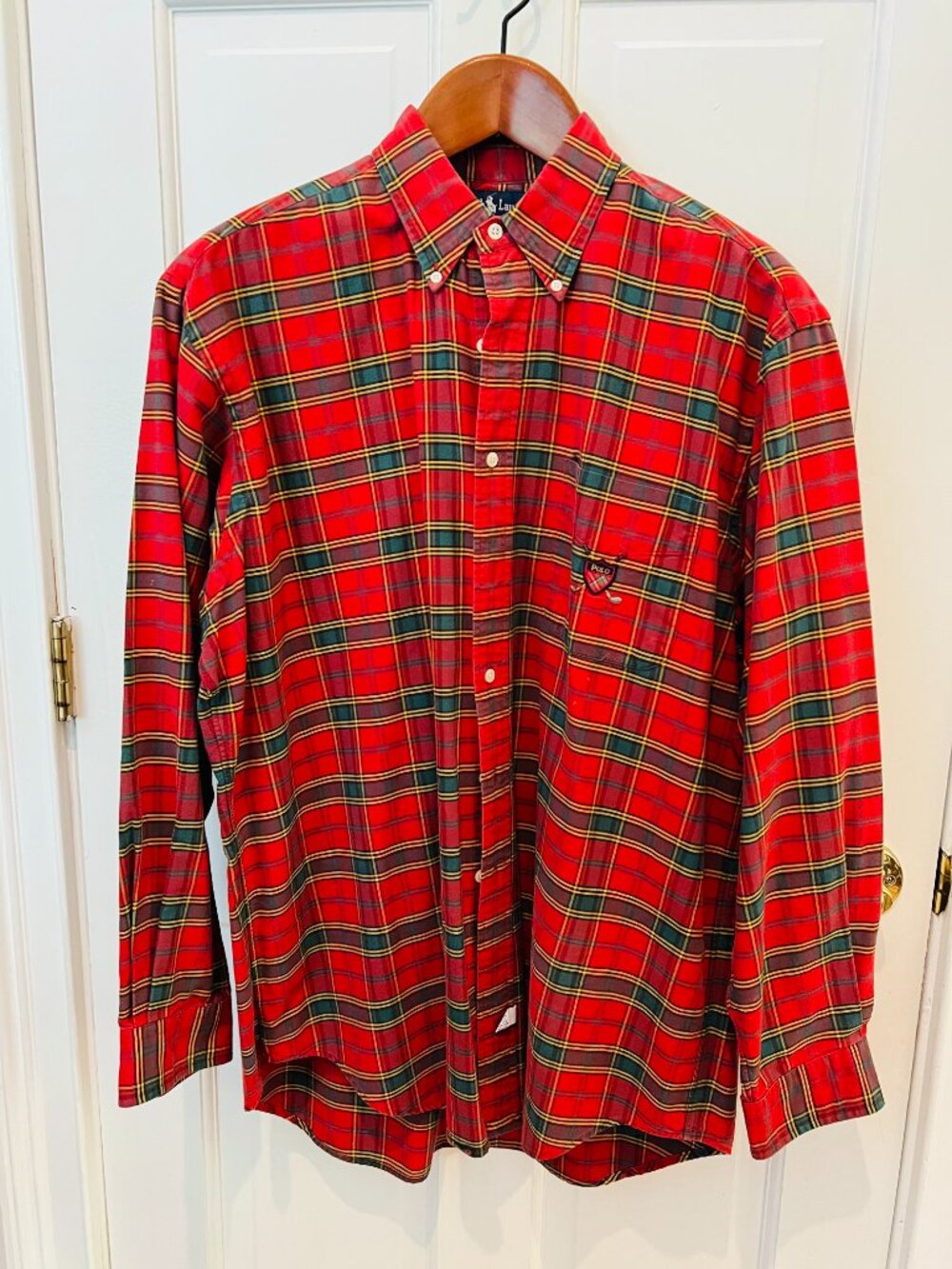 Vintage 90s Ralph Lauren Polo Men's Heavyweight Plaid Flannel Shirt Size Large